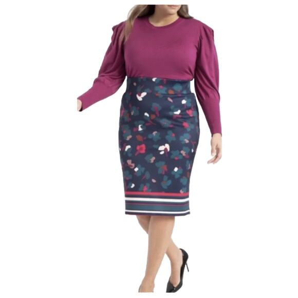 ELOQUII Magenta Puff Sleeves Womens Plus Size 26/28 Long Sleeve Sweater NEW NWT - Picture 6 of 16